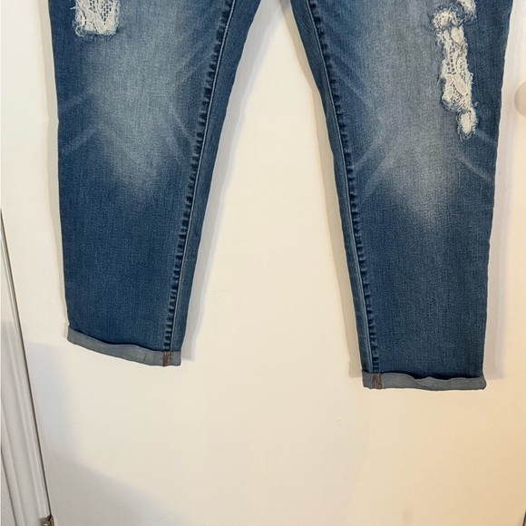 Chico’s Platinum Ankle Jeans – Distressed Lace Detail, Size 2 - Picture 3 of 7
